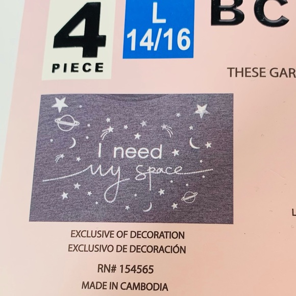 BCBG Girls Sleep Set Pajamas Lounge Wear NWT 4 Piece Set Size Large 14 - 16 - Picture 5 of 8